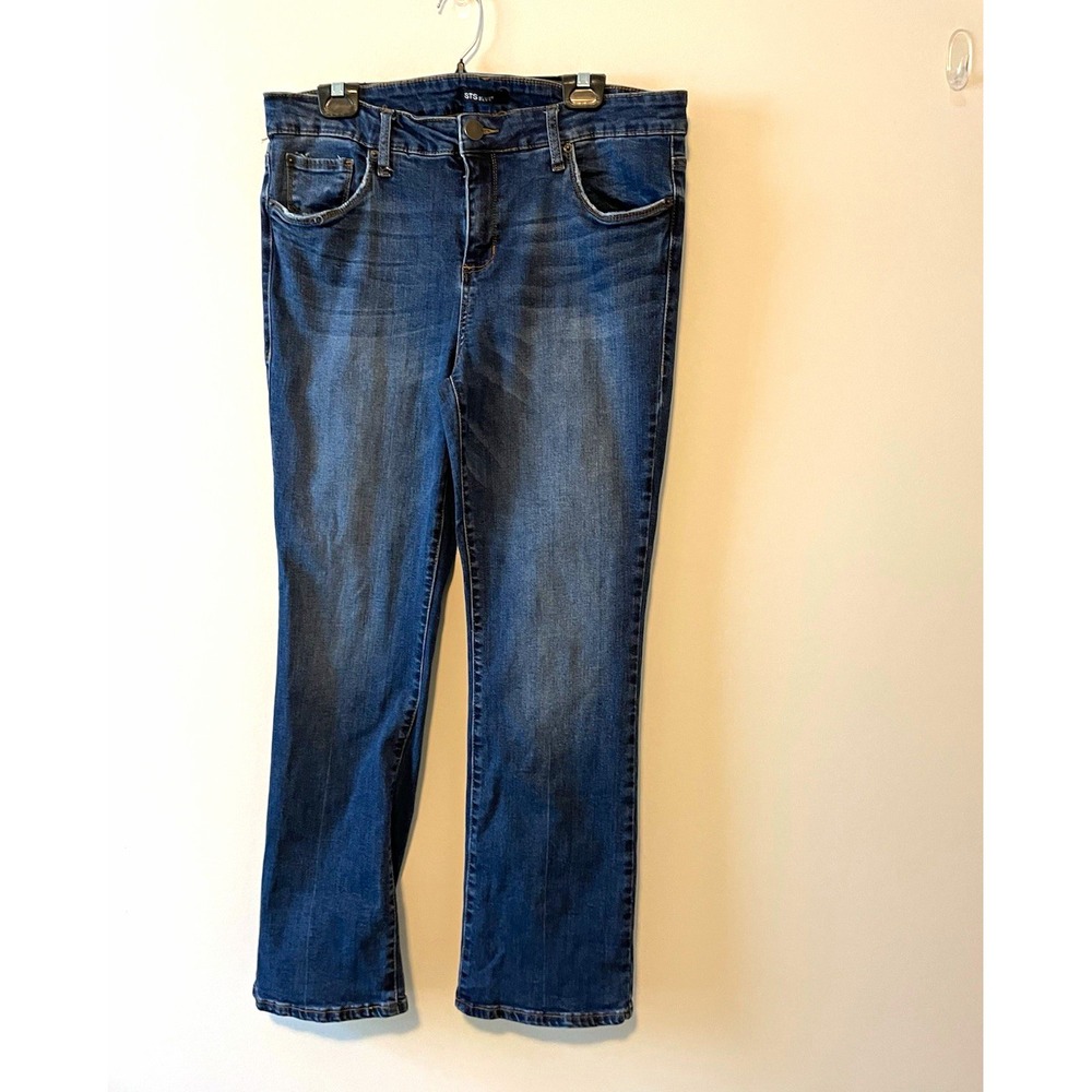 STS Blue Jeans Womens 16 Dark Wash Bootcut Stretch Denim Whiskered Classic